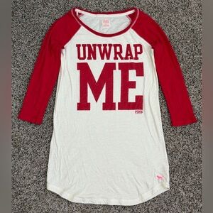 Pink Victoria’s Secret Y2K Vintage Unwrap Me Rhinestone Sleep Shirt Bling